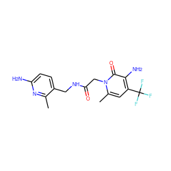 Cc1nc(N)ccc1CNC(=O)Cn1c(C)cc(C(F)(F)F)c(N)c1=O ZINC000013486974