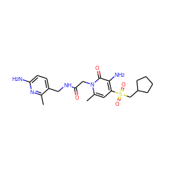 Cc1nc(N)ccc1CNC(=O)Cn1c(C)cc(S(=O)(=O)CC2CCCC2)c(N)c1=O ZINC000013489225