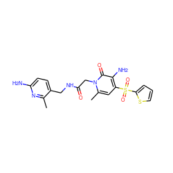 Cc1nc(N)ccc1CNC(=O)Cn1c(C)cc(S(=O)(=O)c2cccs2)c(N)c1=O ZINC000013489220