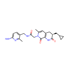 Cc1nc(N)ccc1CNC(=O)Cn1c(C)cc2c(c1=O)NC(=O)[C@H](CC1CC1)C2 ZINC000026012869