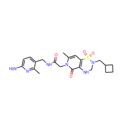 Cc1nc(N)ccc1CNC(=O)Cn1c(C)cc2c(c1=O)NCN(CC1CCC1)S2(=O)=O ZINC000000588172