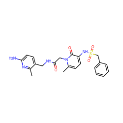 Cc1nc(N)ccc1CNC(=O)Cn1c(C)ccc(NS(=O)(=O)Cc2ccccc2)c1=O ZINC000000840699