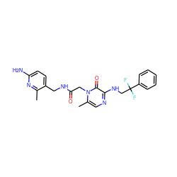 Cc1nc(N)ccc1CNC(=O)Cn1c(C)cnc(NCC(F)(F)c2ccccc2)c1=O ZINC000013493131