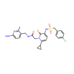 Cc1nc(N)ccc1CNC(=O)Cn1c(C2CC2)ccc(NS(=O)(=O)Cc2ccc(Cl)cc2)c1=O ZINC000029467636