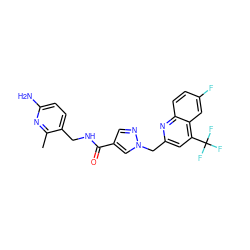 Cc1nc(N)ccc1CNC(=O)c1cnn(Cc2cc(C(F)(F)F)c3cc(F)ccc3n2)c1 ZINC000114077938