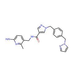 Cc1nc(N)ccc1CNC(=O)c1cnn(Cc2ccc(Cn3cccn3)cc2)c1 ZINC001772621170