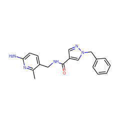 Cc1nc(N)ccc1CNC(=O)c1cnn(Cc2ccccc2)c1 ZINC000114078795