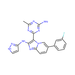 Cc1nc(N)nc(-c2c(Nc3cc[nH]n3)nc3ccc(-c4cccc(F)c4)cn23)n1 ZINC000095557353