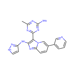 Cc1nc(N)nc(-c2c(Nc3cc[nH]n3)nc3ccc(-c4cccnc4)cn23)n1 ZINC000095555621