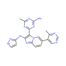 Cc1nc(N)nc(-c2c(Nc3cc[nH]n3)nc3ccc(-c4cncnc4C)cn23)n1 ZINC000095554235