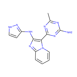 Cc1nc(N)nc(-c2c(Nc3cc[nH]n3)nc3ccccn23)n1 ZINC000095553846