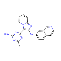 Cc1nc(N)nc(-c2c(Nc3ccc4ccncc4c3)nc3ccccn23)n1 ZINC000114523644