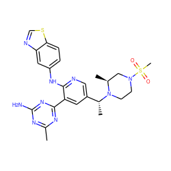 Cc1nc(N)nc(-c2cc([C@@H](C)N3CCN(S(C)(=O)=O)C[C@@H]3C)cnc2Nc2ccc3scnc3c2)n1 ZINC000113153251