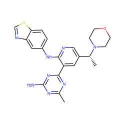 Cc1nc(N)nc(-c2cc([C@@H](C)N3CCOCC3)cnc2Nc2ccc3scnc3c2)n1 ZINC000113242226