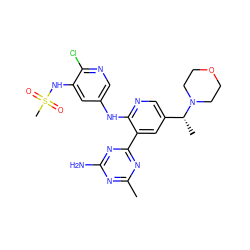 Cc1nc(N)nc(-c2cc([C@@H](C)N3CCOCC3)cnc2Nc2cnc(Cl)c(NS(C)(=O)=O)c2)n1 ZINC000113238642