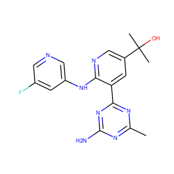 Cc1nc(N)nc(-c2cc(C(C)(C)O)cnc2Nc2cncc(F)c2)n1 ZINC000113242290