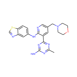 Cc1nc(N)nc(-c2cc(CN3CCOCC3)cnc2Nc2ccc3scnc3c2)n1 ZINC000113239265