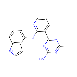 Cc1nc(N)nc(-c2cccnc2Nc2cccc3[nH]ccc23)n1 ZINC000095556483