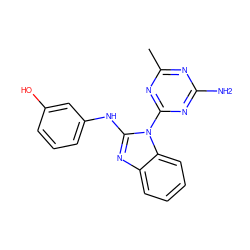 Cc1nc(N)nc(-n2c(Nc3cccc(O)c3)nc3ccccc32)n1 ZINC000071316065