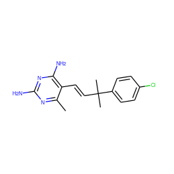 Cc1nc(N)nc(N)c1/C=C/C(C)(C)c1ccc(Cl)cc1 ZINC000000988243