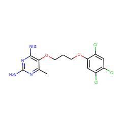 Cc1nc(N)nc(N)c1OCCCOc1cc(Cl)c(Cl)cc1Cl ZINC000095921379