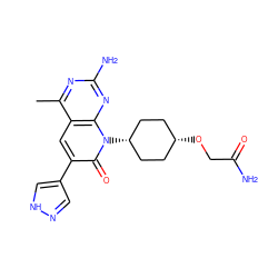 Cc1nc(N)nc2c1cc(-c1cn[nH]c1)c(=O)n2[C@H]1CC[C@@H](OCC(N)=O)CC1 ZINC000101675241