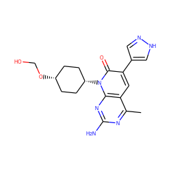 Cc1nc(N)nc2c1cc(-c1cn[nH]c1)c(=O)n2[C@H]1CC[C@@H](OCO)CC1 ZINC000101675188