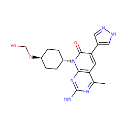 Cc1nc(N)nc2c1cc(-c1cn[nH]c1)c(=O)n2[C@H]1CC[C@H](OCO)CC1 ZINC000101675271