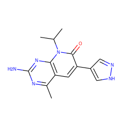 Cc1nc(N)nc2c1cc(-c1cn[nH]c1)c(=O)n2C(C)C ZINC000084672152