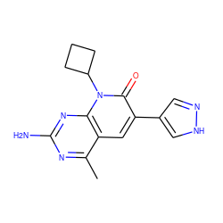 Cc1nc(N)nc2c1cc(-c1cn[nH]c1)c(=O)n2C1CCC1 ZINC000084687563