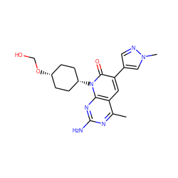 Cc1nc(N)nc2c1cc(-c1cnn(C)c1)c(=O)n2[C@H]1CC[C@@H](OCO)CC1 ZINC000101675290