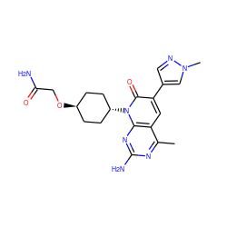 Cc1nc(N)nc2c1cc(-c1cnn(C)c1)c(=O)n2[C@H]1CC[C@H](OCC(N)=O)CC1 ZINC000101675213