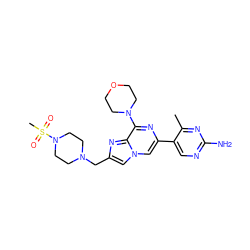 Cc1nc(N)ncc1-c1cn2cc(CN3CCN(S(C)(=O)=O)CC3)nc2c(N2CCOCC2)n1 ZINC000084740908