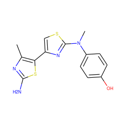 Cc1nc(N)sc1-c1csc(N(C)c2ccc(O)cc2)n1 ZINC000000613684