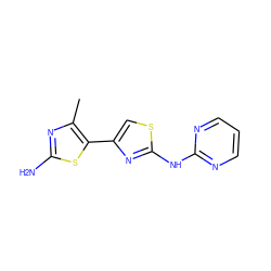 Cc1nc(N)sc1-c1csc(Nc2ncccn2)n1 ZINC000003998698