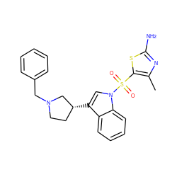 Cc1nc(N)sc1S(=O)(=O)n1cc([C@@H]2CCN(Cc3ccccc3)C2)c2ccccc21 ZINC000028526555