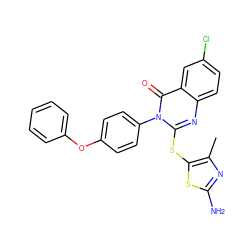 Cc1nc(N)sc1Sc1nc2ccc(Cl)cc2c(=O)n1-c1ccc(Oc2ccccc2)cc1 ZINC000299826761