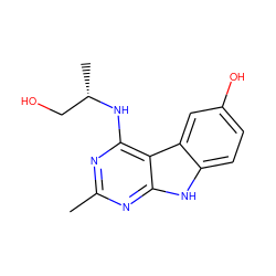 Cc1nc(N[C@@H](C)CO)c2c(n1)[nH]c1ccc(O)cc12 ZINC000141502935