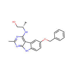 Cc1nc(N[C@@H](C)CO)c2c(n1)[nH]c1ccc(OCc3ccccc3)cc12 ZINC000141799276