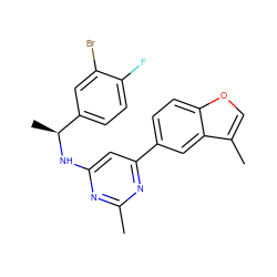 Cc1nc(N[C@@H](C)c2ccc(F)c(Br)c2)cc(-c2ccc3occ(C)c3c2)n1 ZINC000205830816