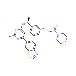 Cc1nc(N[C@@H](C)c2cccc(OCC(=O)N3CCOCC3)c2)cc(-c2ccc3ncsc3c2)n1 ZINC000653672861