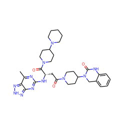 Cc1nc(N[C@@H](CC(=O)N2CCC(N3Cc4ccccc4NC3=O)CC2)C(=O)N2CCC(N3CCCCC3)CC2)nc2n[nH]nc12 ZINC000084586569