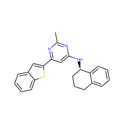 Cc1nc(N[C@@H]2CCCc3ccccc32)cc(-c2cc3ccccc3s2)n1 ZINC000653760514