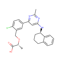 Cc1nc(N[C@@H]2CCCc3ccccc32)cc(-c2ccc(Cl)c(CO[C@H](C)C(=O)O)c2)n1 ZINC000653755645