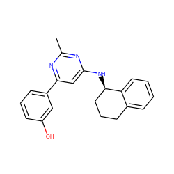 Cc1nc(N[C@@H]2CCCc3ccccc32)cc(-c2cccc(O)c2)n1 ZINC000653668891