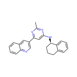 Cc1nc(N[C@@H]2CCCc3ccccc32)cc(-c2cnc3ccccc3c2)n1 ZINC000205847246