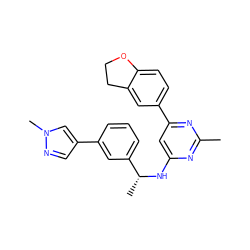 Cc1nc(N[C@H](C)c2cccc(-c3cnn(C)c3)c2)cc(-c2ccc3c(c2)CCO3)n1 ZINC000142033116