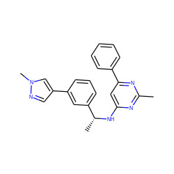 Cc1nc(N[C@H](C)c2cccc(-c3cnn(C)c3)c2)cc(-c2ccccc2)n1 ZINC000141939785