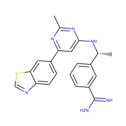 Cc1nc(N[C@H](C)c2cccc(C(=N)N)c2)cc(-c2ccc3ncsc3c2)n1 ZINC000142195424