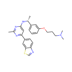 Cc1nc(N[C@H](C)c2cccc(OCCCN(C)C)c2)cc(-c2ccc3ncsc3c2)n1 ZINC000142026906